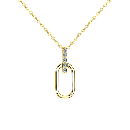 "The Luna Link" Moissanite Paperclip Pendant - S925 Sterling Silver | 18K Gold Vermeil Minimalist Necklace