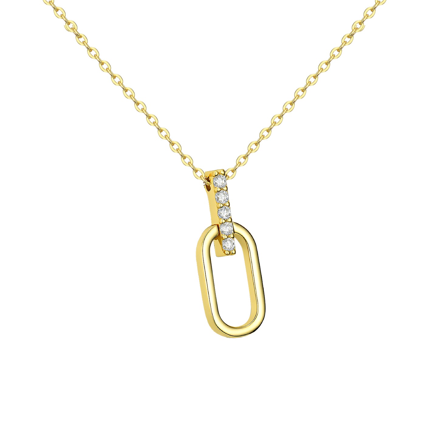 "The Luna Link" Moissanite Paperclip Pendant - S925 Sterling Silver | 18K Gold Vermeil Minimalist Necklace