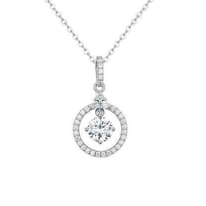 Dancing Moissanite Circle Pendant - S925 Sterling Silver "Luce di Amore" Necklace for Her