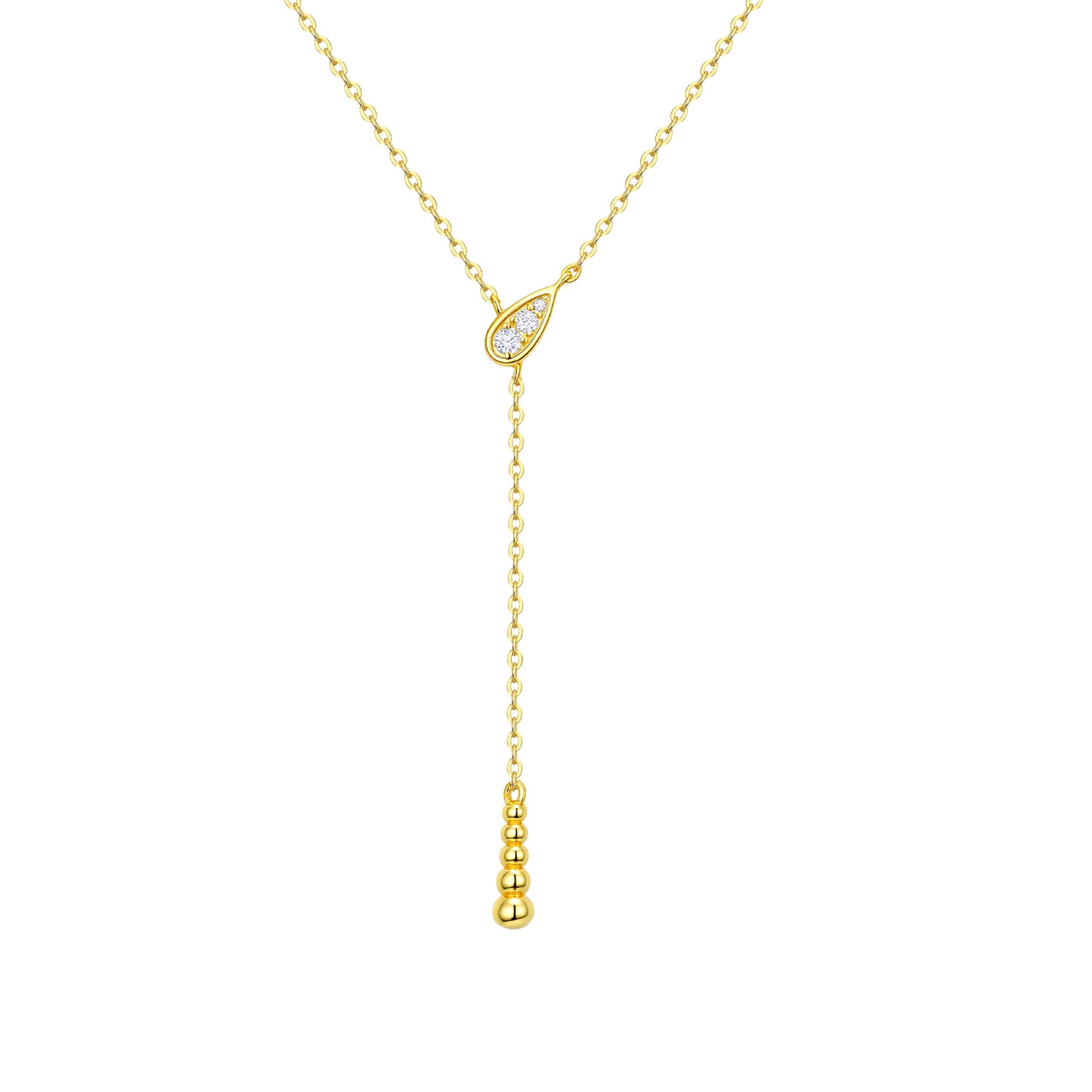Cascading Dewdrop Moissanite Y-Lariat Necklace in S925 Sterling Silver | Effortless Elegance