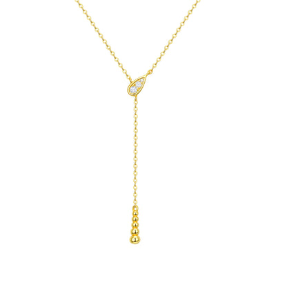 Cascading Dewdrop Moissanite Y-Lariat Necklace in S925 Sterling Silver | Effortless Elegance