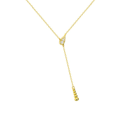 Cascading Dewdrop Moissanite Y-Lariat Necklace in S925 Sterling Silver | Effortless Elegance