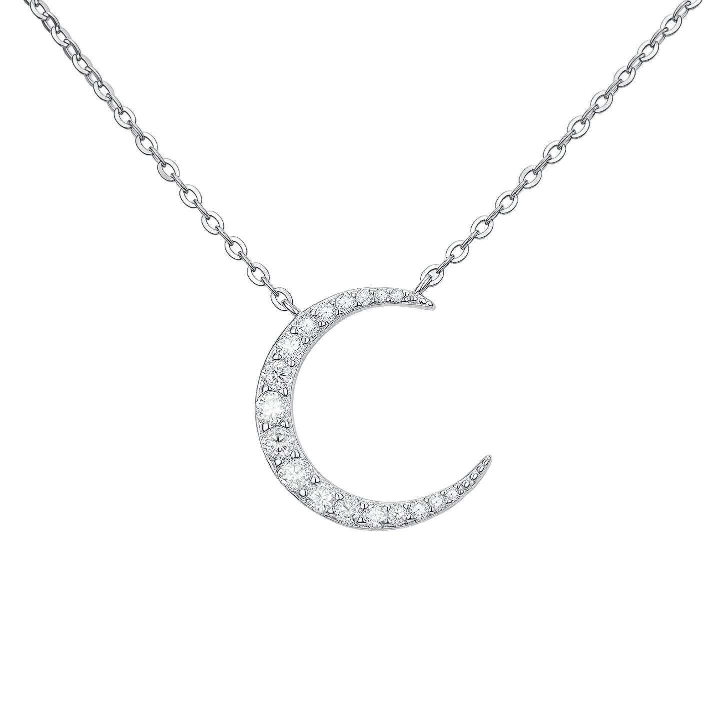 "To the Moon and Back" Moissanite Pendant | S925 Silver Moon Necklace for Her