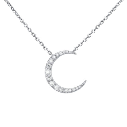 "To the Moon and Back" Moissanite Pendant | S925 Silver Moon Necklace for Her