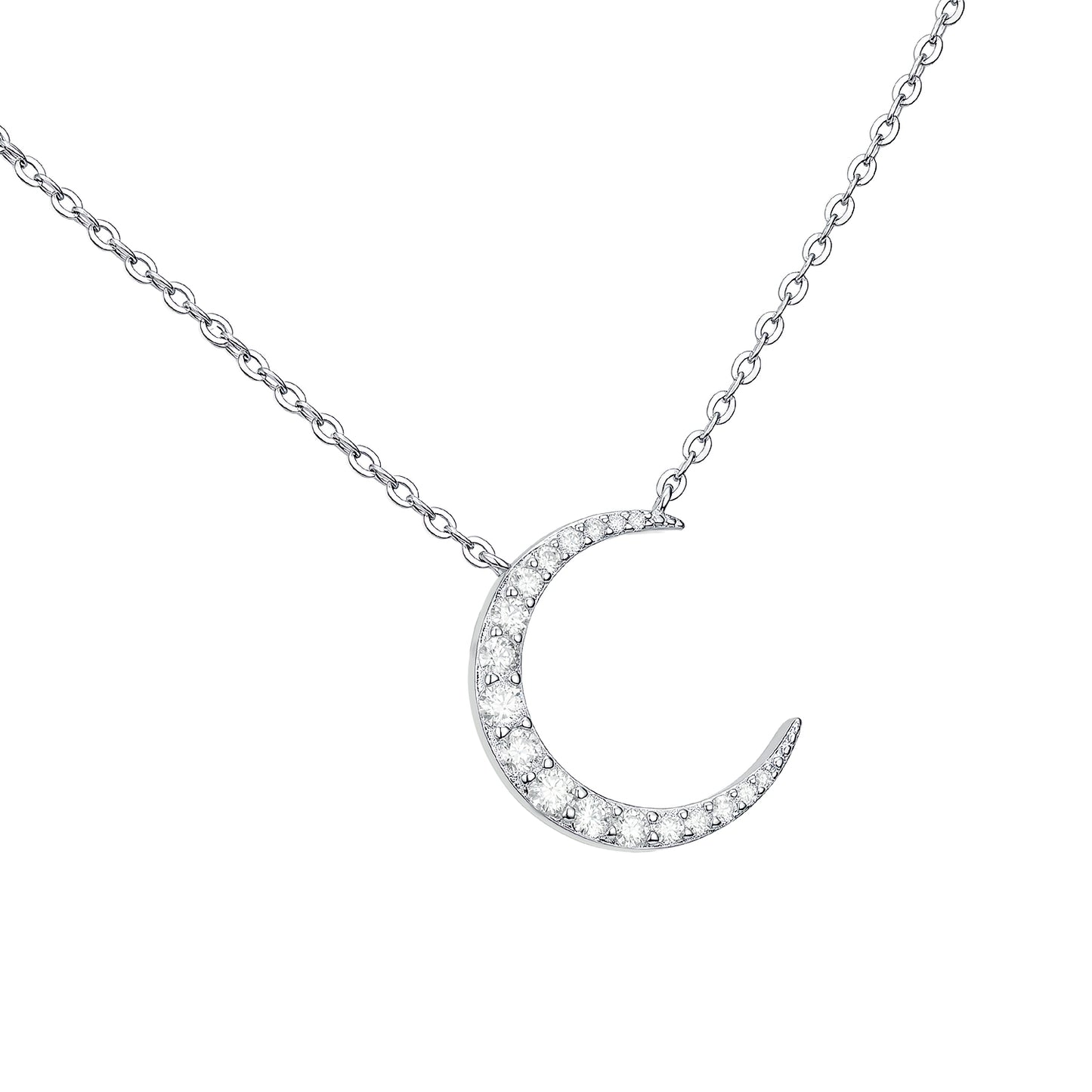 "To the Moon and Back" Moissanite Pendant | S925 Silver Moon Necklace for Her