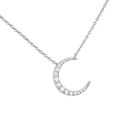 "To the Moon and Back" Moissanite Pendant | S925 Silver Moon Necklace for Her