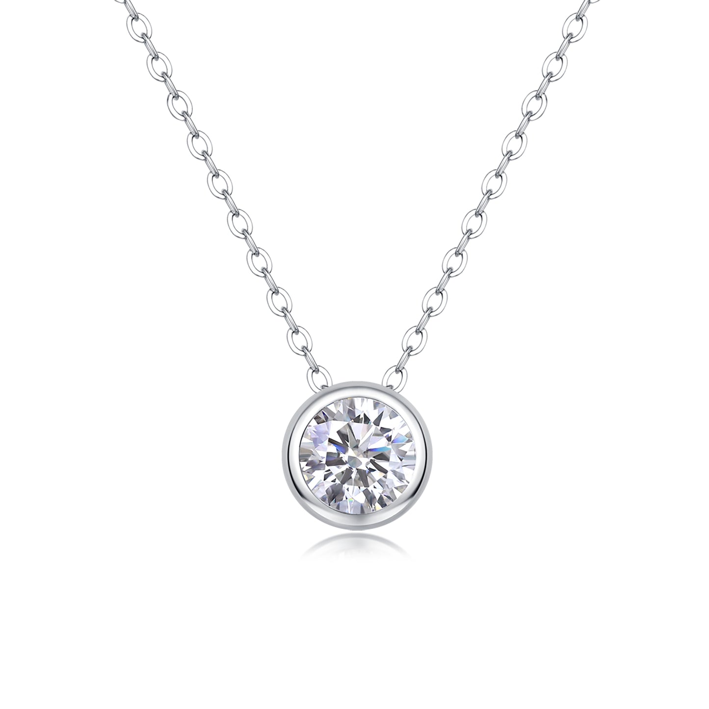 Timeless Brilliance: D Color Moissanite Bezel Solitaire Necklace in S925 Sterling Silver