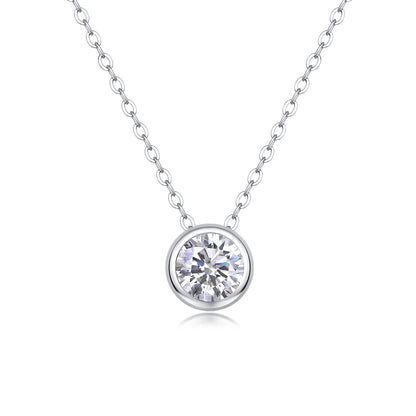 Timeless Brilliance: D Color Moissanite Bezel Solitaire Necklace in S925 Sterling Silver