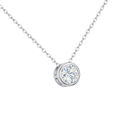 Timeless Brilliance: D Color Moissanite Bezel Solitaire Necklace in S925 Sterling Silver