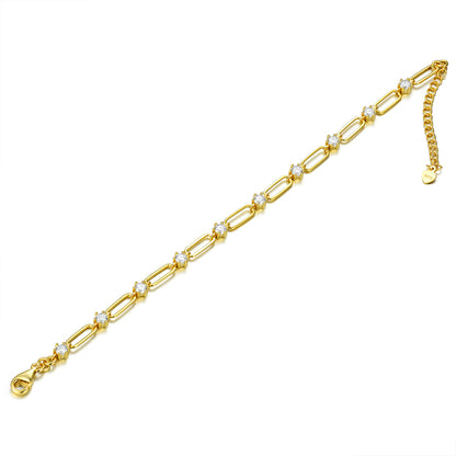 Moissanite Radiant Paperclip Link Bracelet in 18K Gold over S925 Sterling Silver