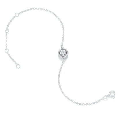 Celestial Halo 1.0ct Moissanite Adjustable Bracelet | Genuine S925 Sterling Silver, D Color VVS1 Clarity - Timeless Elegance for Her