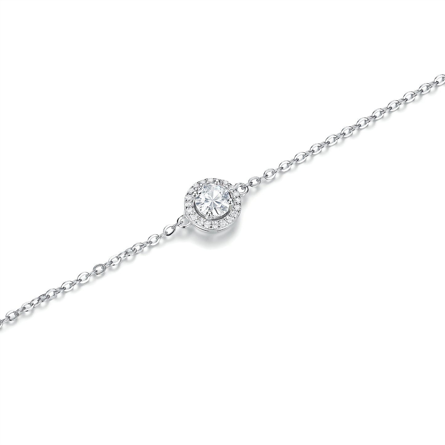 Celestial Halo 1.0ct Moissanite Adjustable Bracelet | Genuine S925 Sterling Silver, D Color VVS1 Clarity - Timeless Elegance for Her