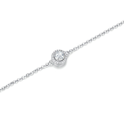 Celestial Halo 1.0ct Moissanite Adjustable Bracelet | Genuine S925 Sterling Silver, D Color VVS1 Clarity - Timeless Elegance for Her