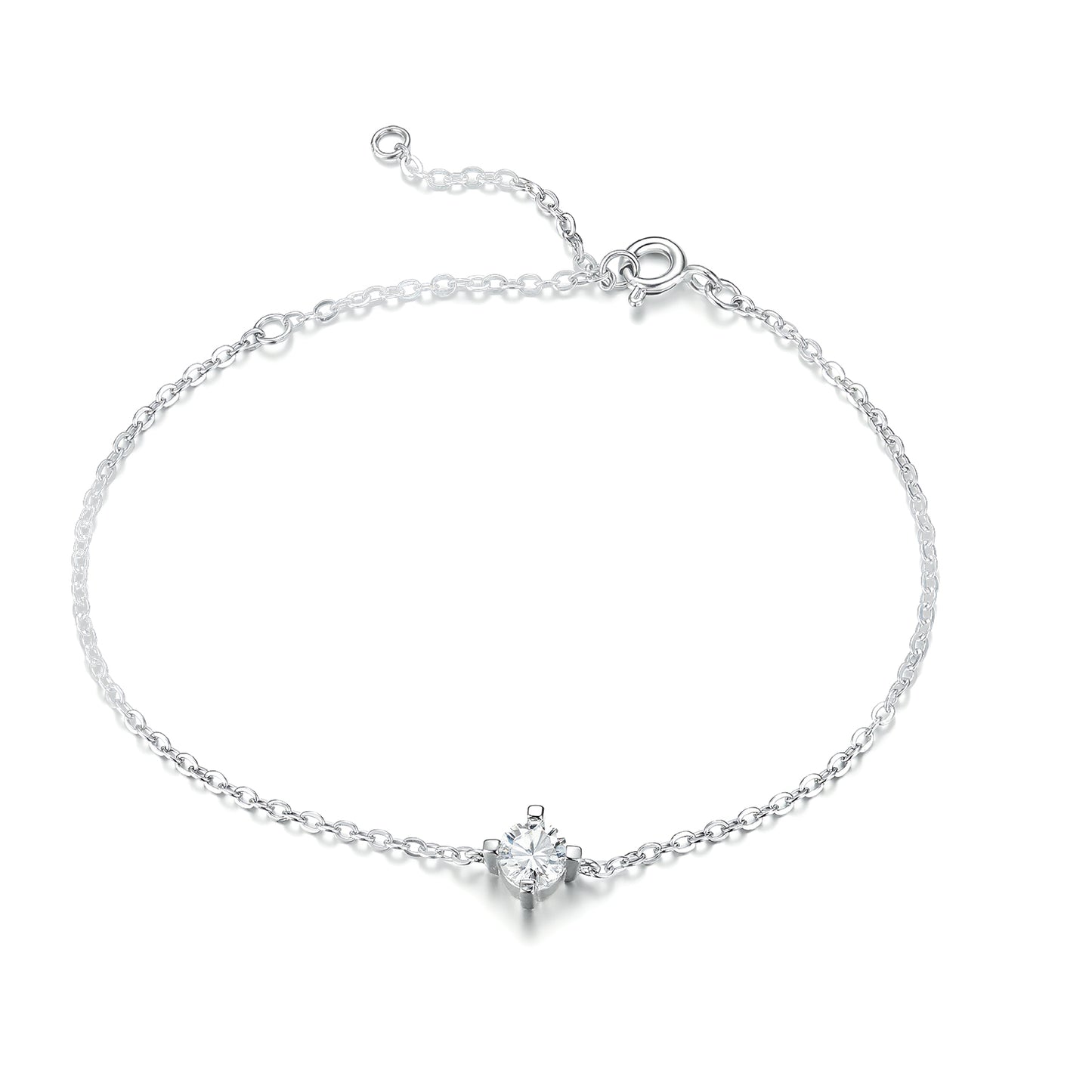 Nova Solitaire Moissanite Bracelet in Sterling Silver - The Daily Essential