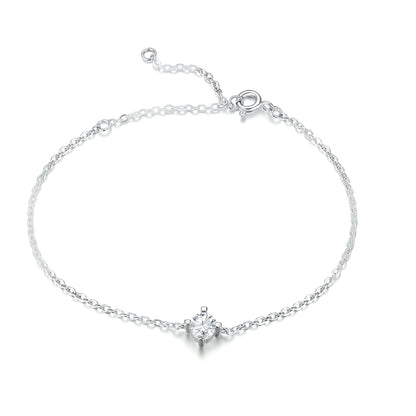 Nova Solitaire Moissanite Bracelet in Sterling Silver - The Daily Essential