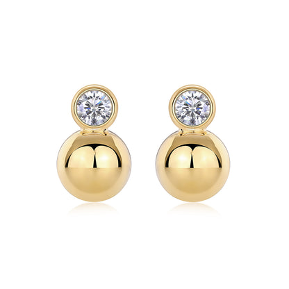 Moissanite Orb Stud Earrings in 18K Gold Plated S925 Sterling Silverd