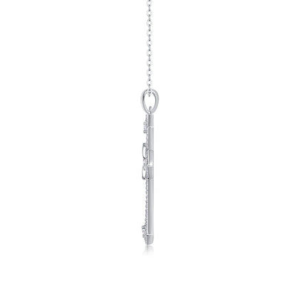 Dainty Floral Moissanite Cross Pendant Necklace in 925 Sterling Silver - Brilliant D Color VVS1
