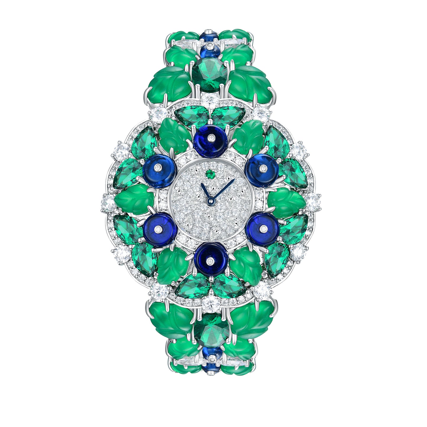 Luxury Forest Garden Gemstone Watch - S925 Sterling Silver with Simulated Diamonds & Swiss Quartz Movement