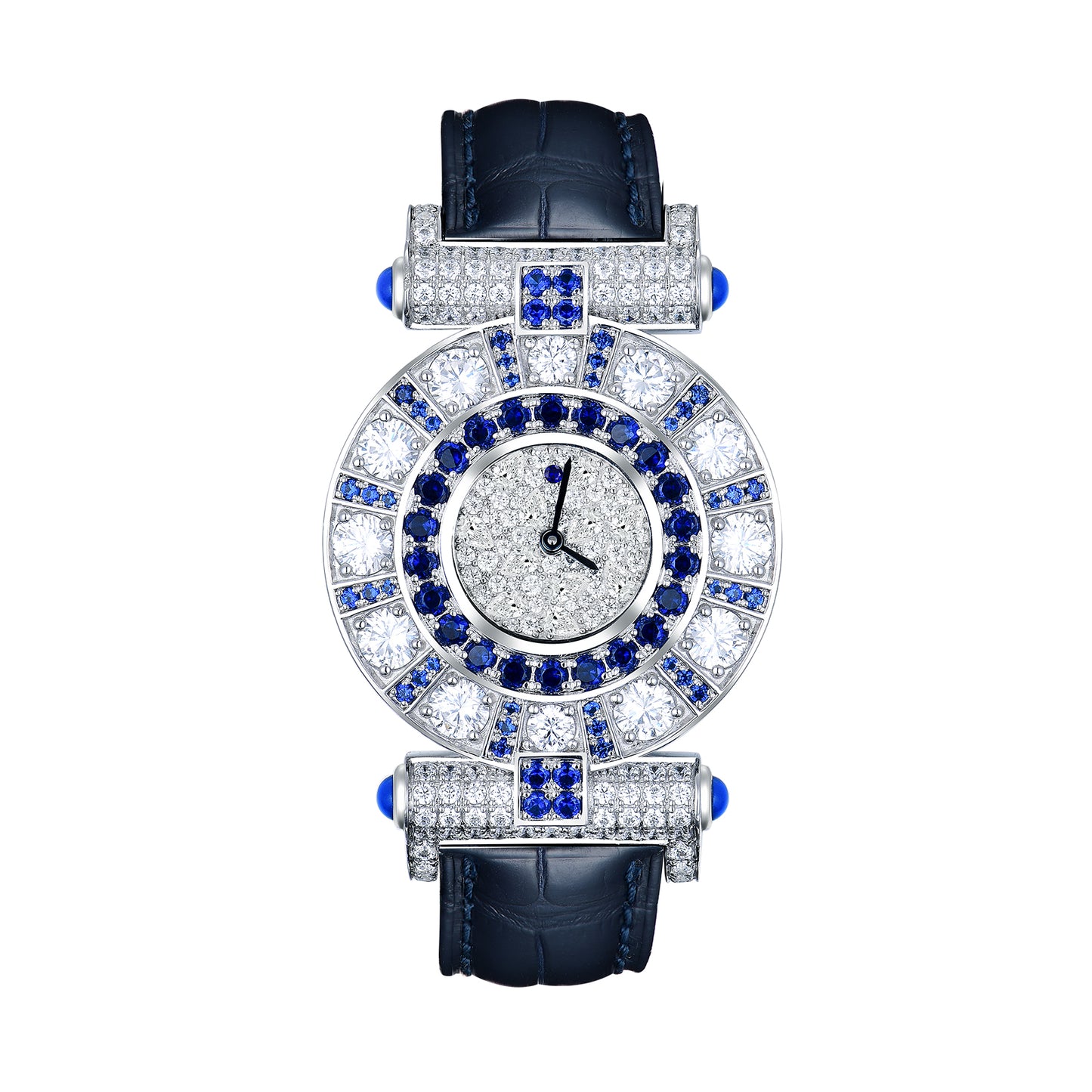 Luxury Women's S925 Sterling Silver Watch - Radiant Simulated Diamond Bezel with Genuine Leather Strap