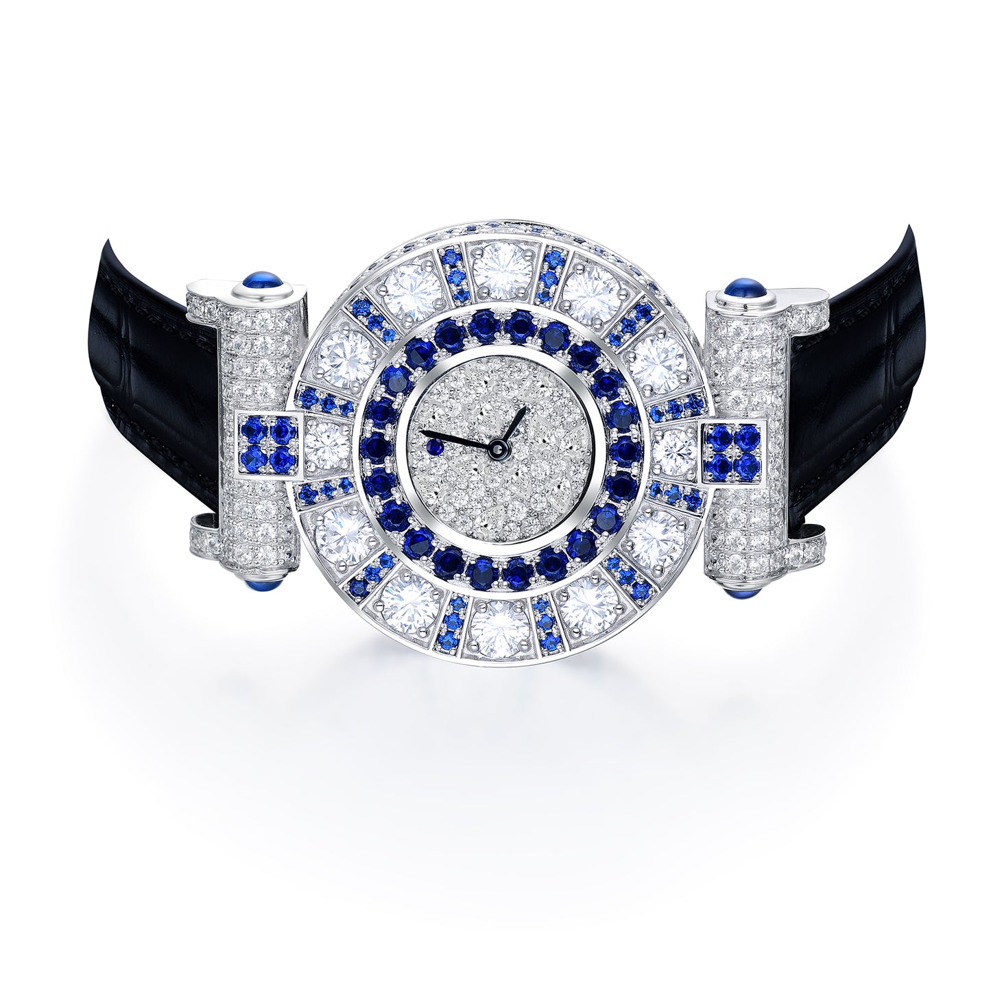 Luxury Women's S925 Sterling Silver Watch - Radiant Simulated Diamond Bezel with Genuine Leather Strap