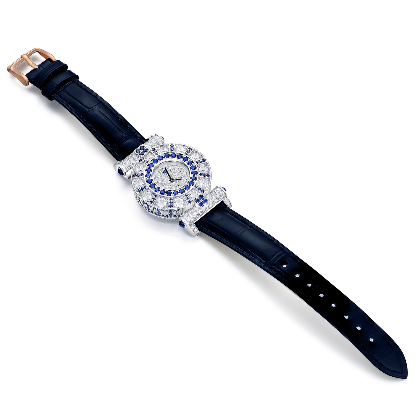 Luxury Women's S925 Sterling Silver Watch - Radiant Simulated Diamond Bezel with Genuine Leather Strap