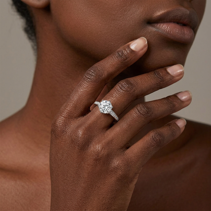 The "Celestial Glow" Round Cut Moissanite Ring - S925 Sterling Silver